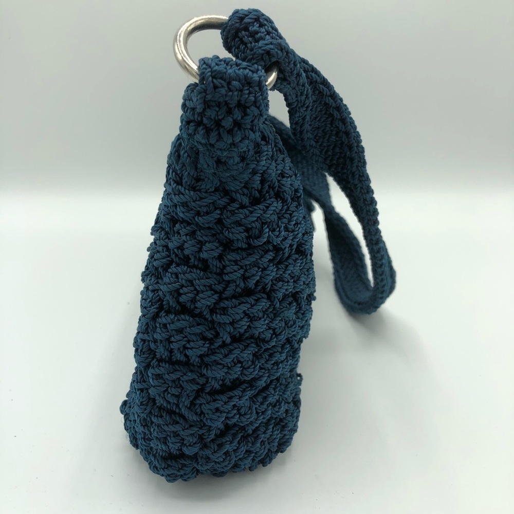 Lina Navy Blue Crochet Mini Shoulder Bag - Picture 5 of 12